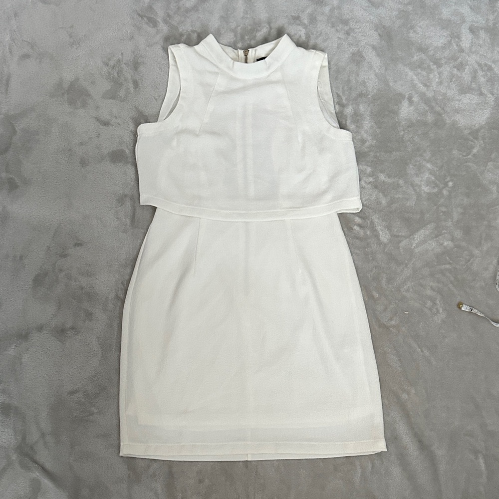 Forever 21 White Sleeveless Layered Top Mini Dress
